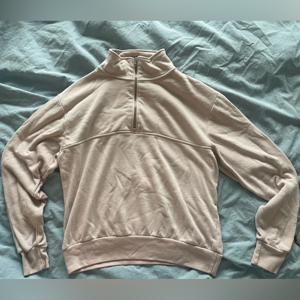 Brandy Light Dusty Pink Half-Zip Sweater